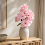 Pink Rose artificial flower bunch styled in a vase