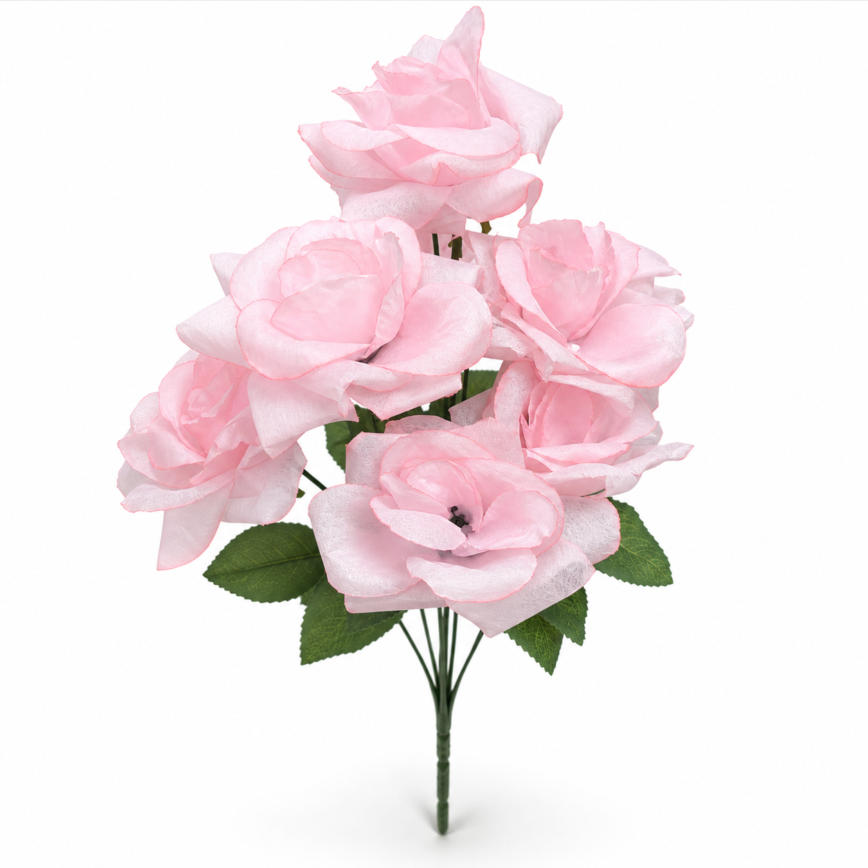 Pink Rose artificial flower bunch on white background