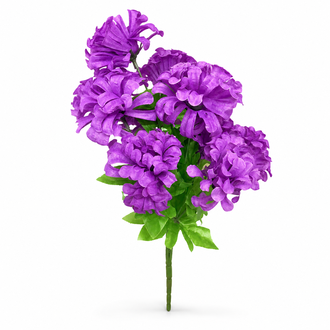 Purple Marigold artificial flower bunch on white background