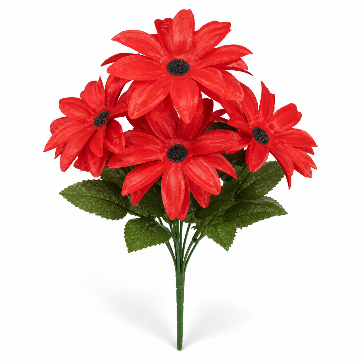 Red Sunflower artificial flower bunch on white background