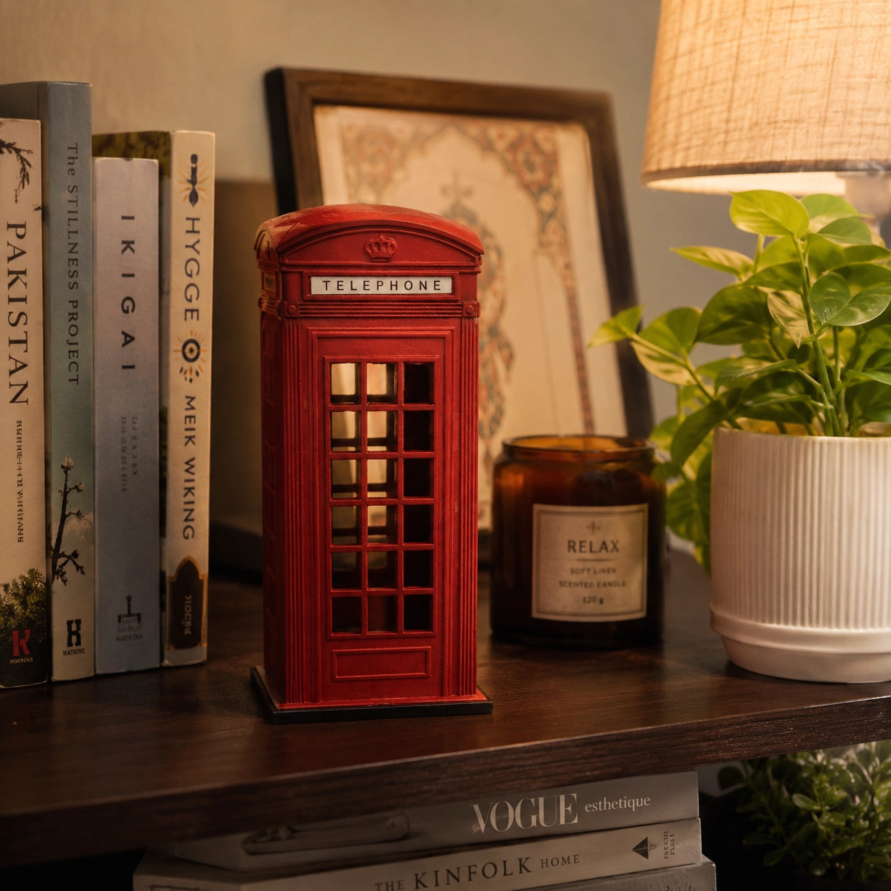 Red Telephone Booth Figurine lifestyle