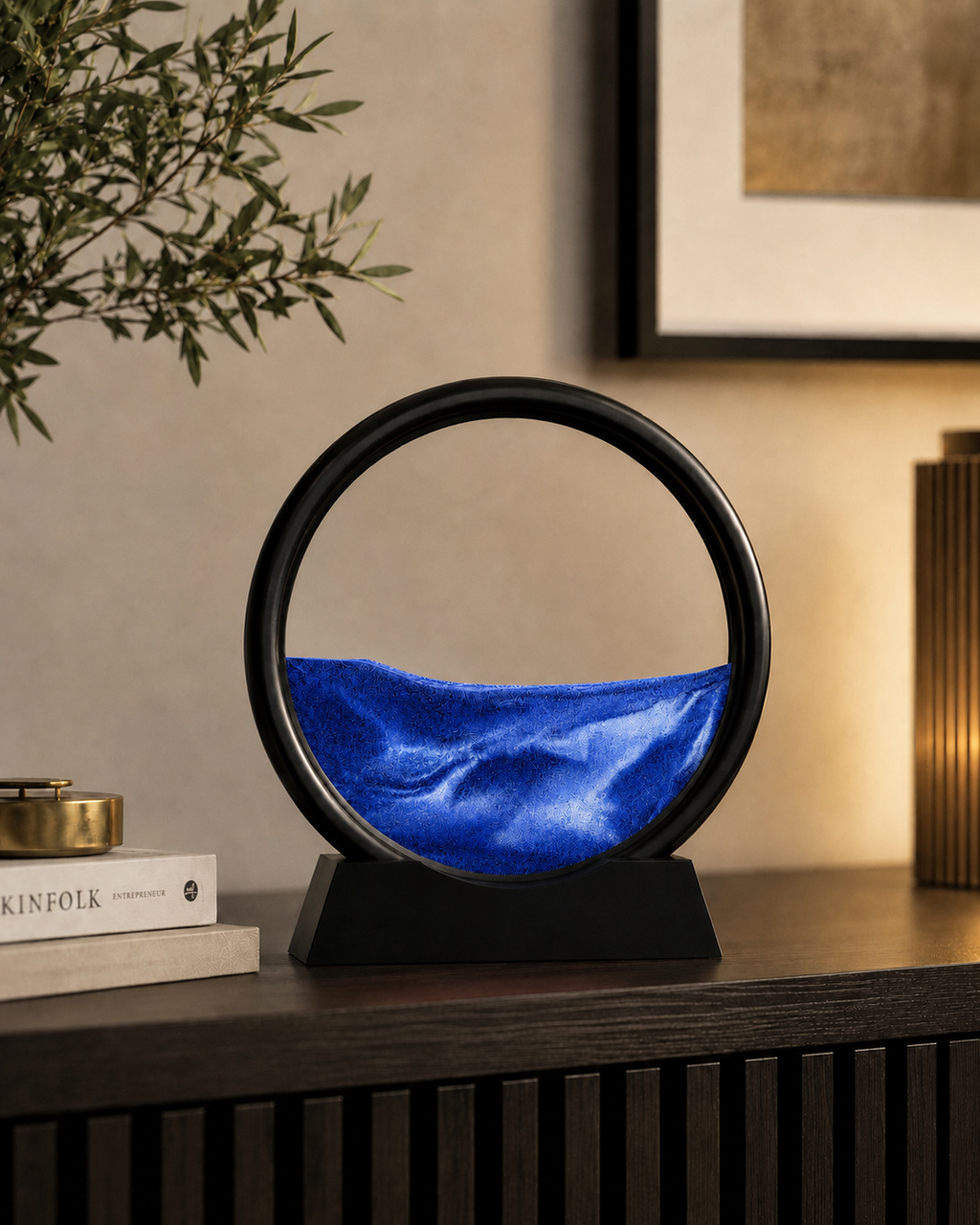 Round Moving Sand Art Decor - Blue lifestyle
