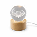 Saturn Crystal Ball Night Lamp with Wood Base