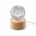 Saturn Crystal Ball Night Lamp with Wood Base