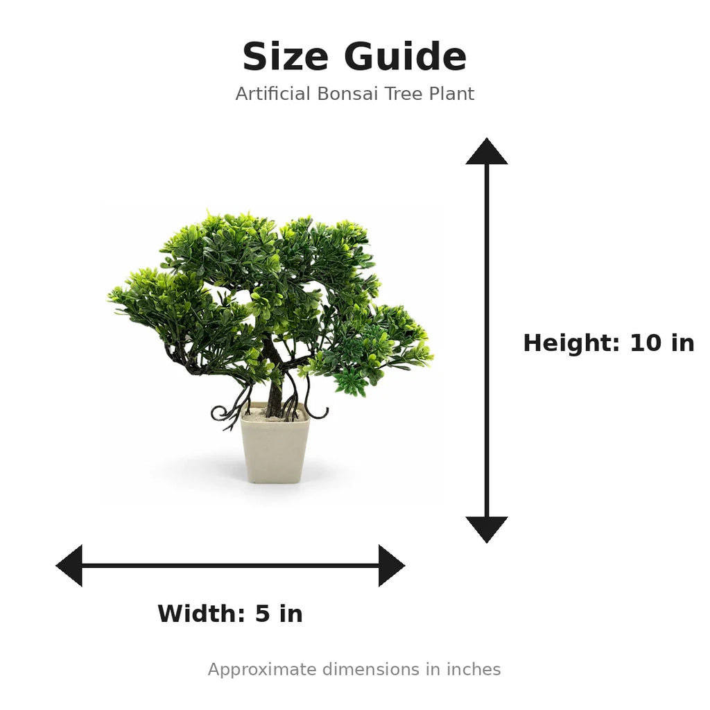 Artificial Bonsai Tree Plant size guide - 10 x 5 inches
