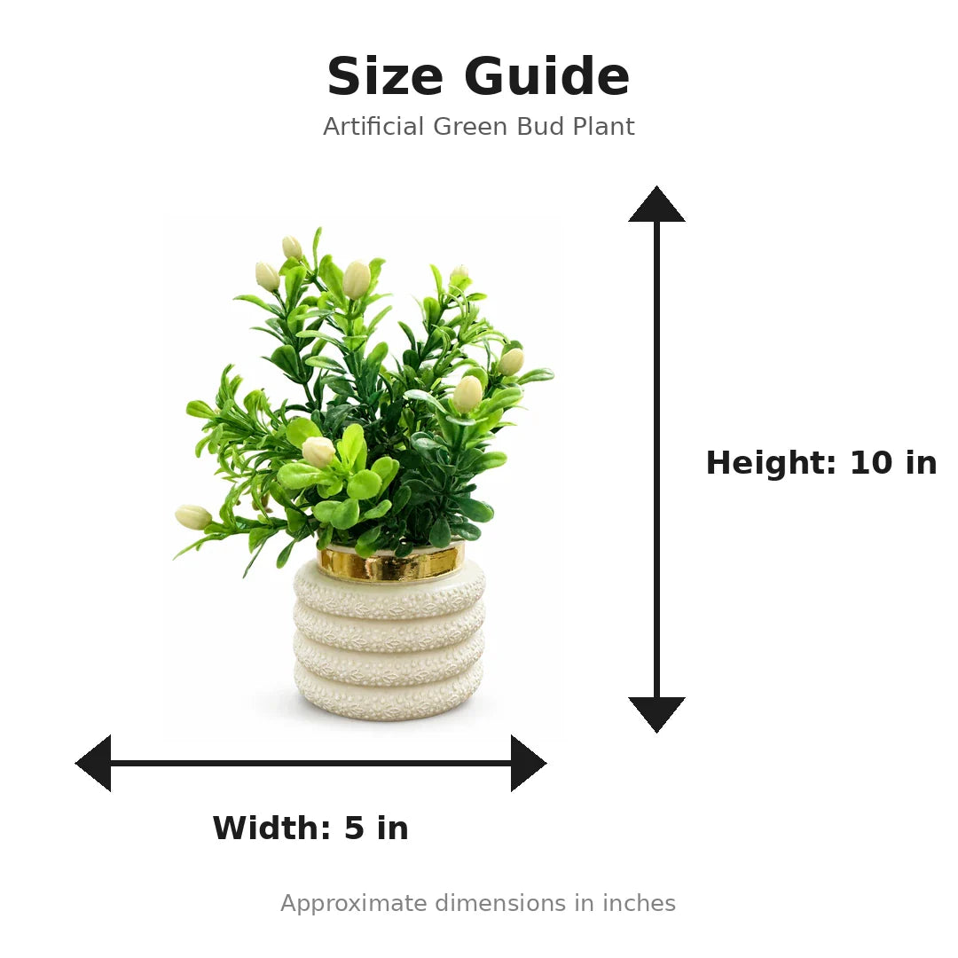 Artificial Green Bud Plant size guide - 10 x 5 inches