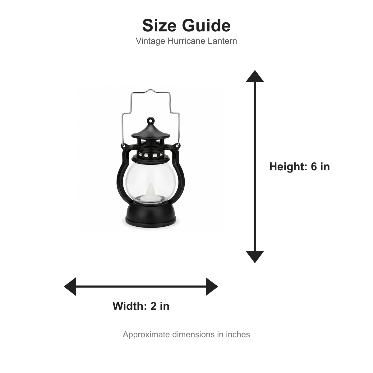 Size guide with handle lifted - approximately 6 x 2 inches