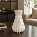 White Fluted Ceramic Vase – Pack of 2 lifestyle