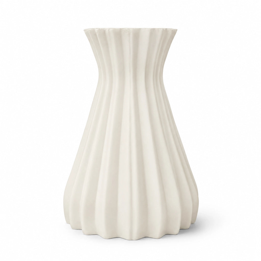 White Fluted Ceramic Vase – Pack of 2