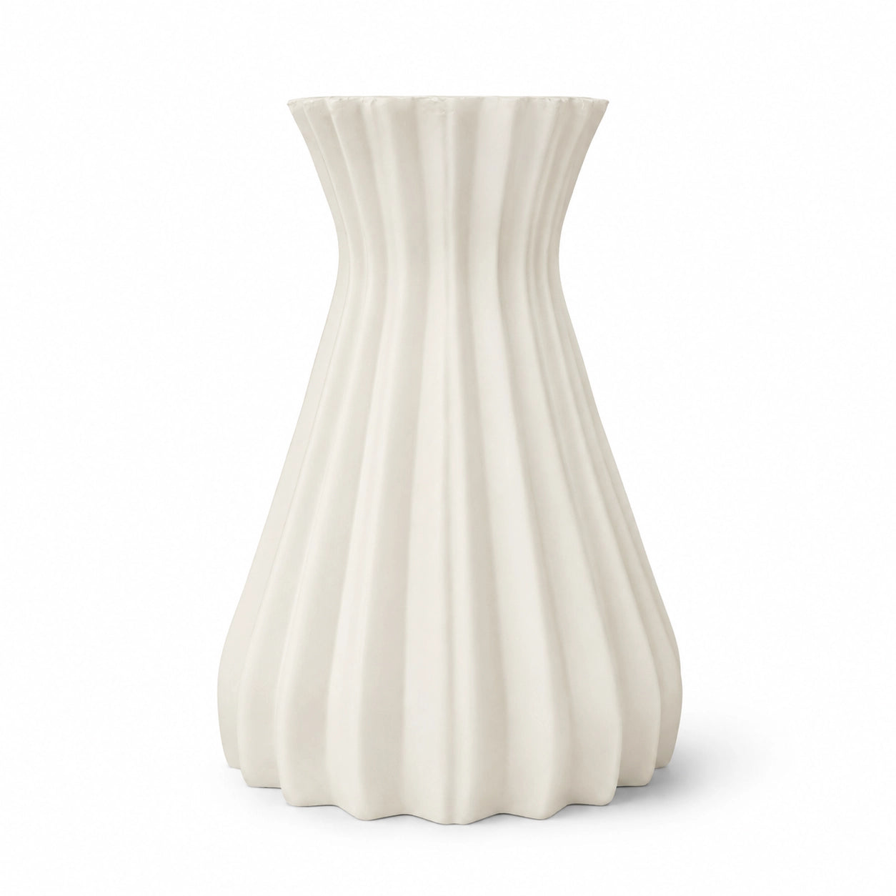 White Fluted Nordic-Style Vase – Pack of 2