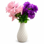 White Geometric Ceramic-Style Vase with flower styling inspiration
