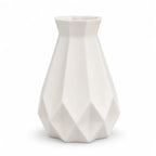 White Geometric Ceramic-Style Vase artificial flower add-on idea