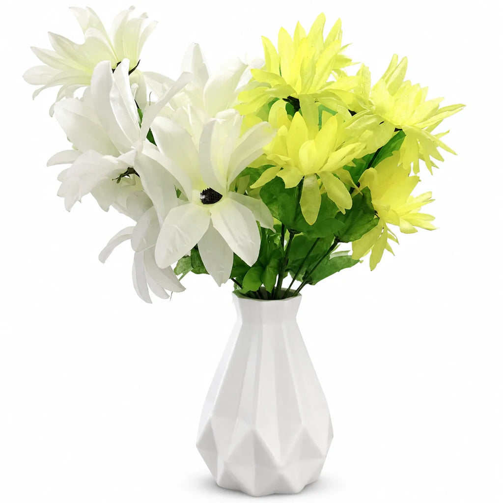 White Geometric Ceramic-Style Vase flower arrangement inspiration
