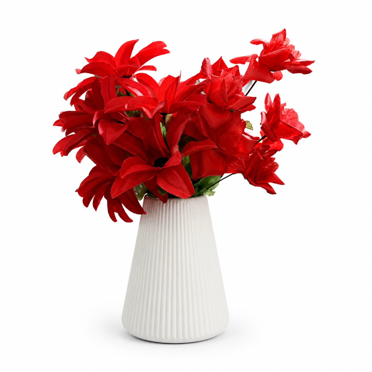 White Ribbed Nordic-Style Vase – Pack of 2