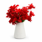 White Geometric Ceramic-Style Vase styled with artificial flower bunches