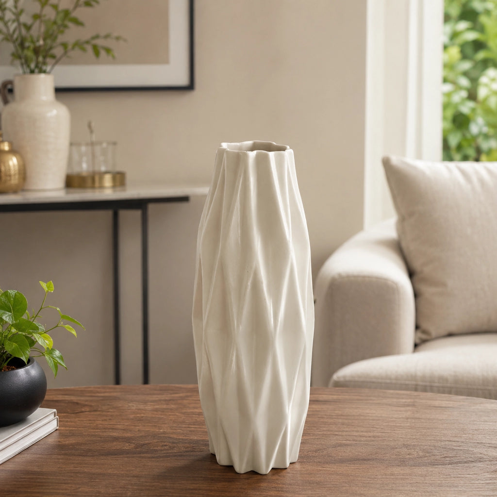 White Textured Nordic-Style Vase