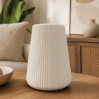 White Ribbed Ceramic Vase – Pack of 2