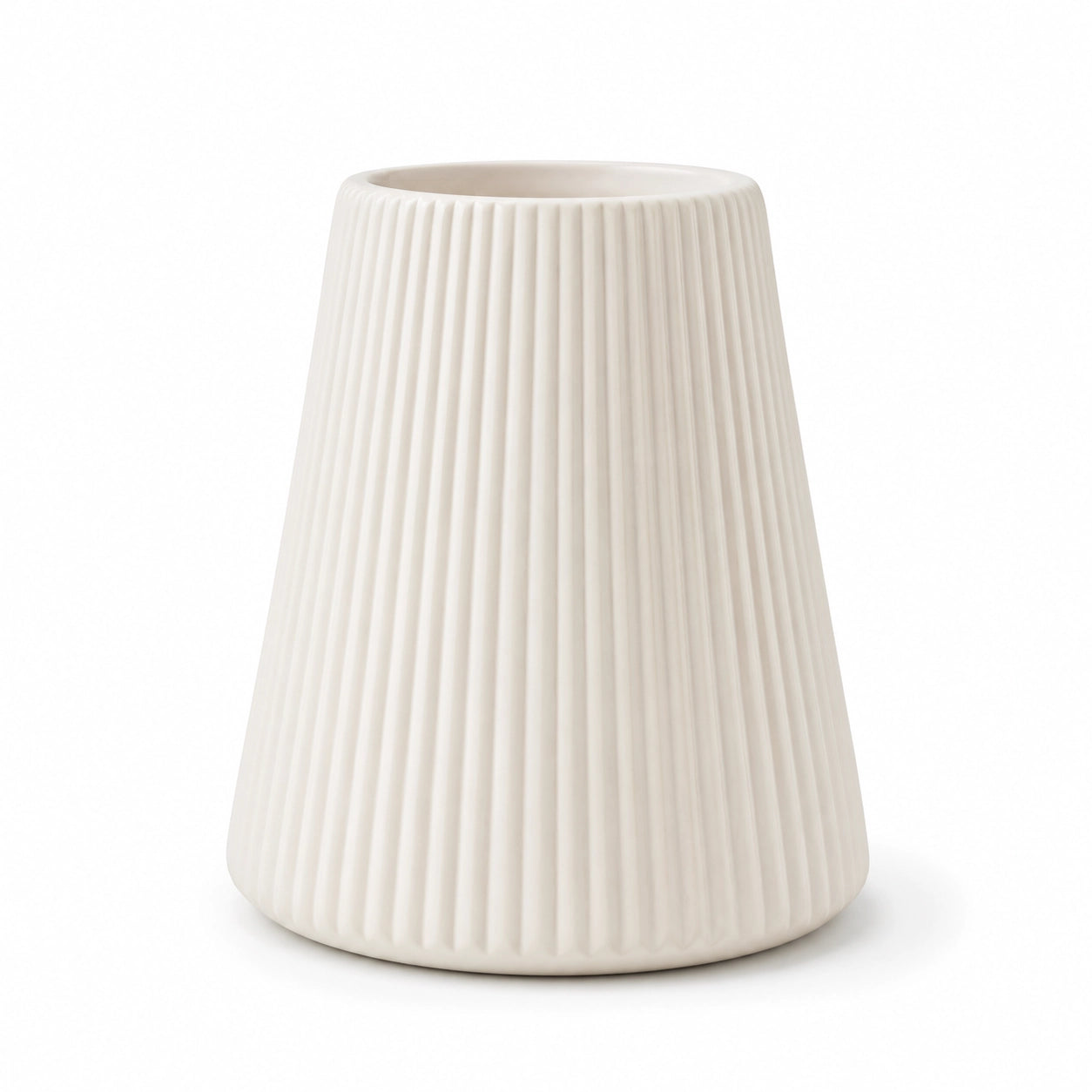 White Ribbed Ceramic Vase – Pack of 2 lifestyle