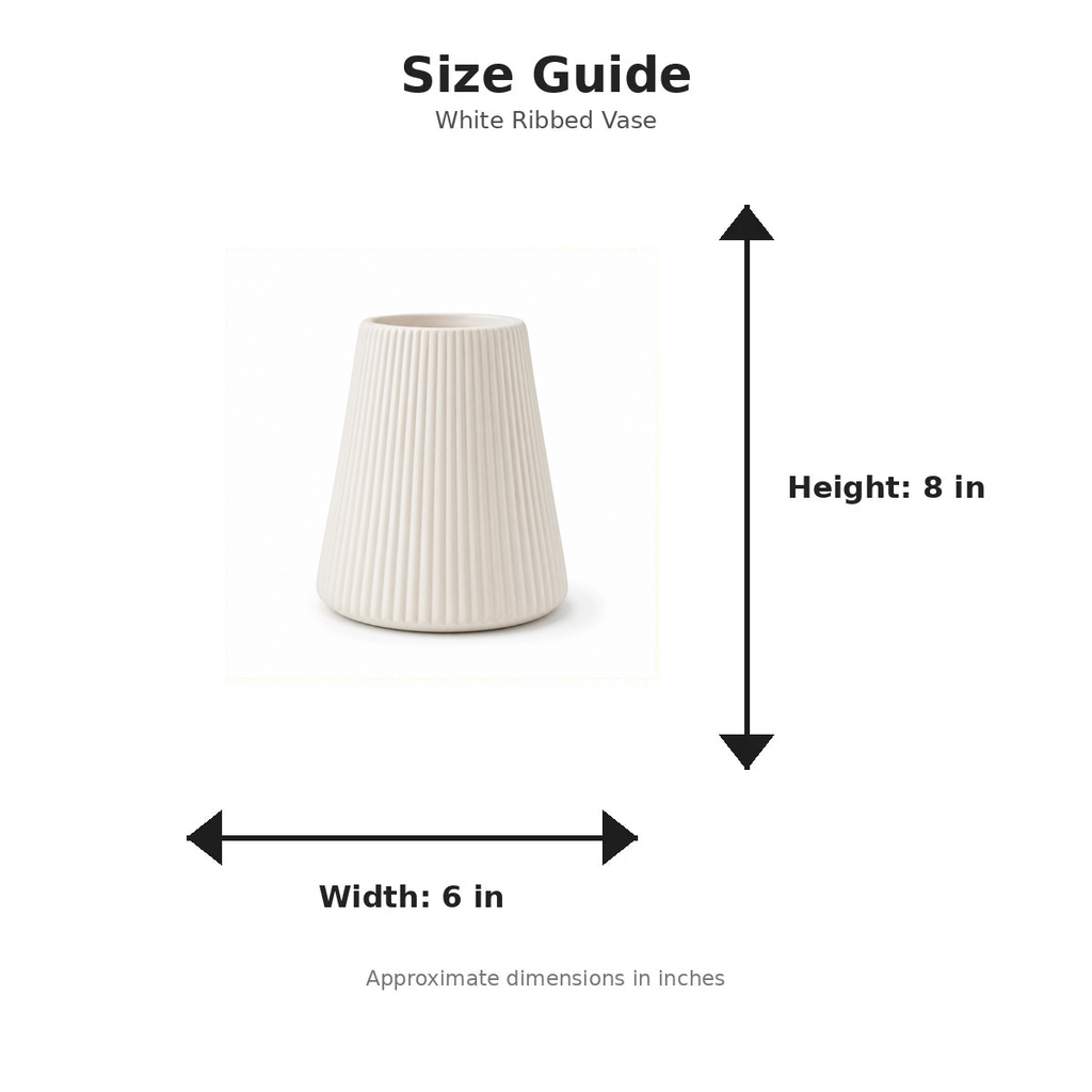 Size guide with white-background product image - 8 x 6 inches