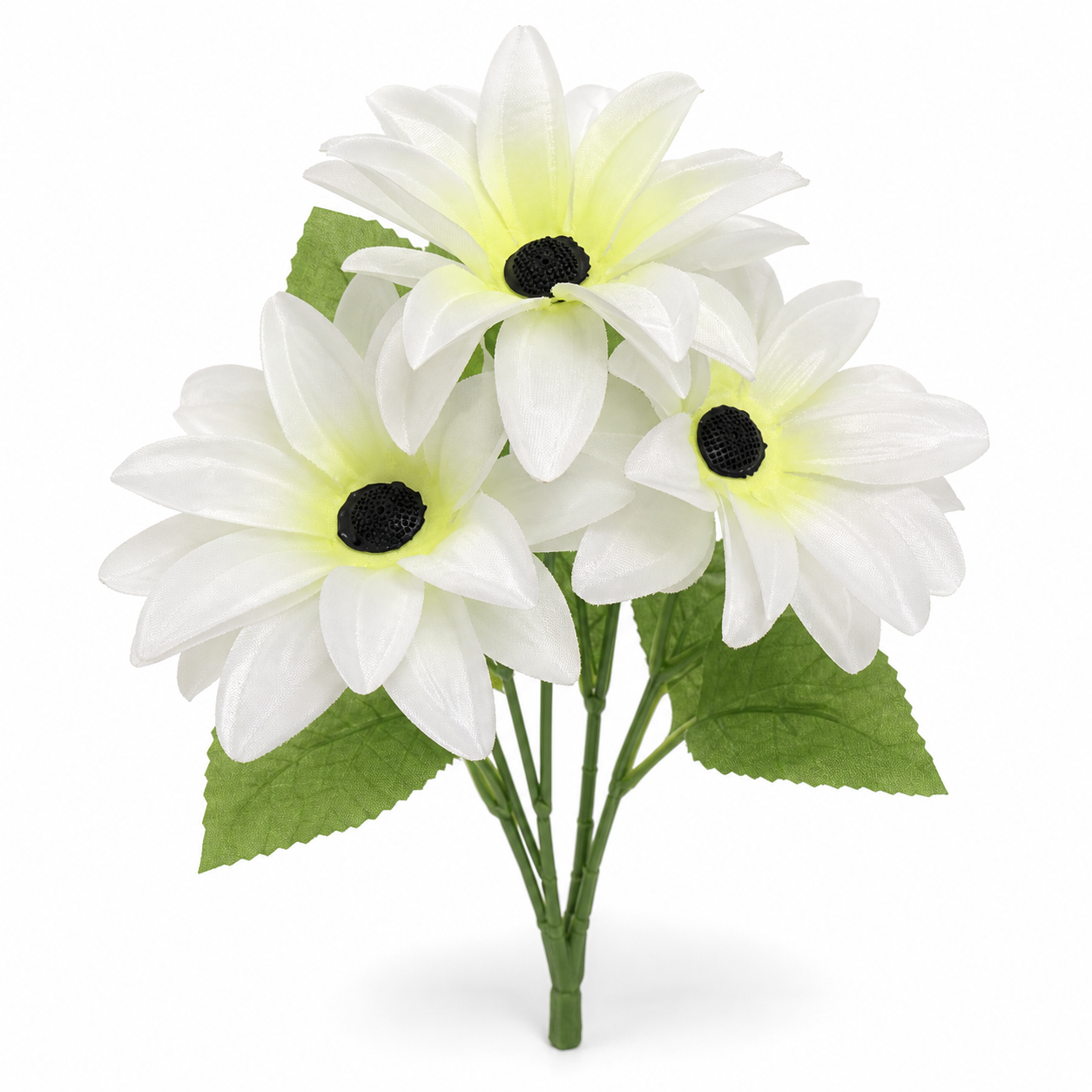 White Sunflower artificial flower bunch on white background