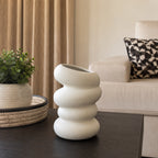 White Wavy Ceramic Vase – Pack of 2